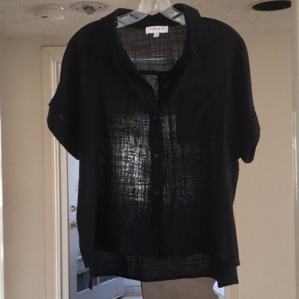 G.I.L.I./BLACK-GUAZE BUTTON DOWN FRONT SHIRT - Picture 10 of 16